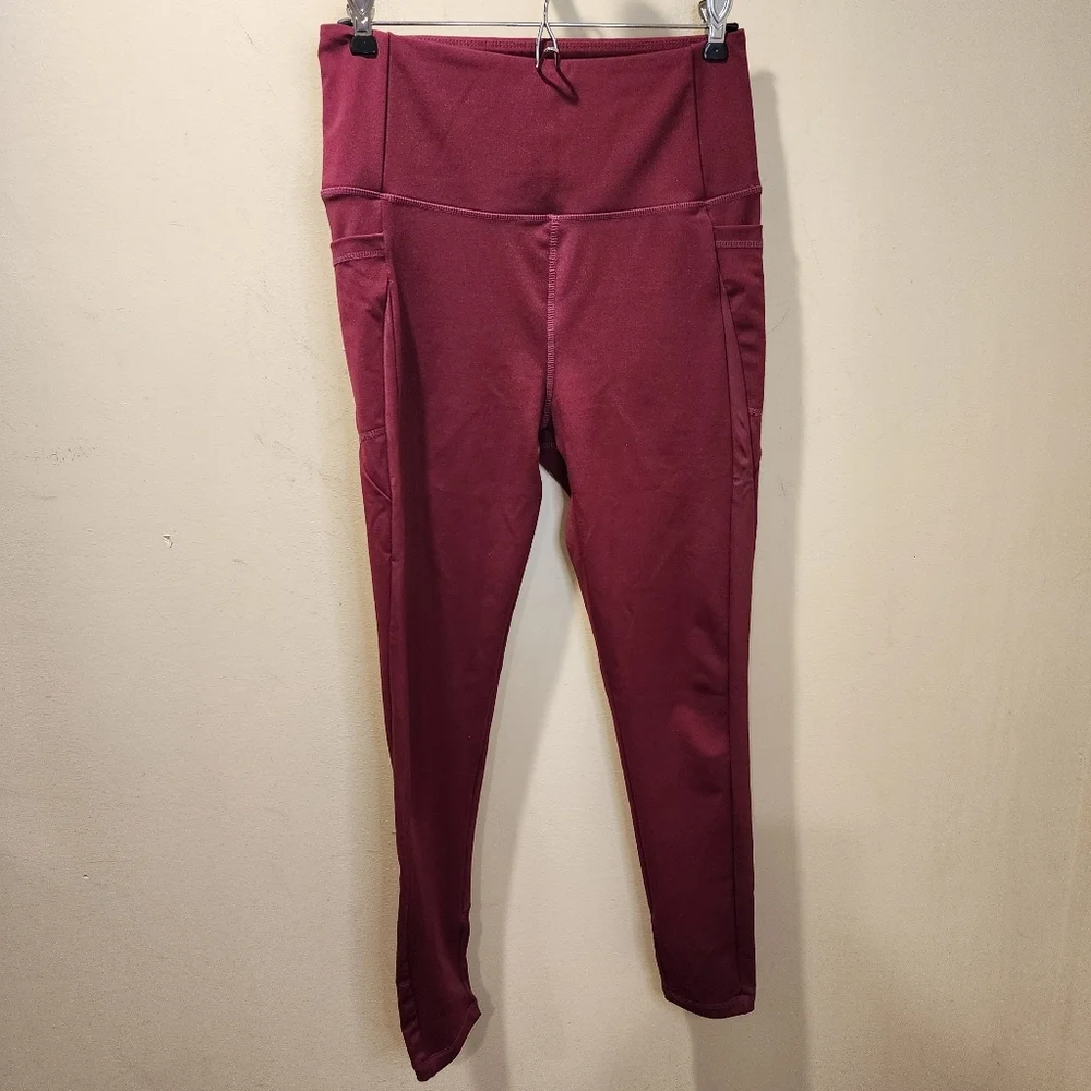 Nicole Miller Burgundy High-Waisted Leggings Size L
